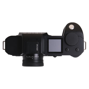 Leica SL2 top plate with model name, status screen, and dials
