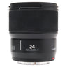 Panasonic Lumix S 24mm f1.8 lens standing upright showing focal length markings