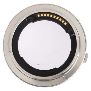 Leica M-Adapter L silver, rear L-mount side showing gold electronic contacts