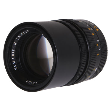 Leica 90mm f2.8 Elmarit-M angled view of front element and name ring