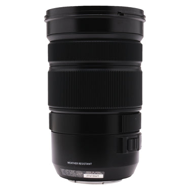 Fujifilm XF 18-120mm f4 lens side view with serial number label 27A13521
