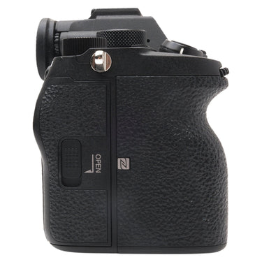 Sony a7S III left side showing port door and OPEN latch
