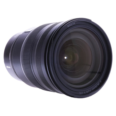 Nikon Z 24-70mm f2.8 S angled front view of front element and zoom barrel