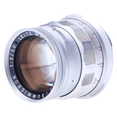 Leica 50mm f2 Summicron Rigid front element and name ring at an angle