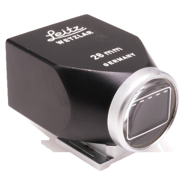 Leitz Wetzlar 28mm finder opposite angle showing Leitz logo and rectangular bright-line eyepiece