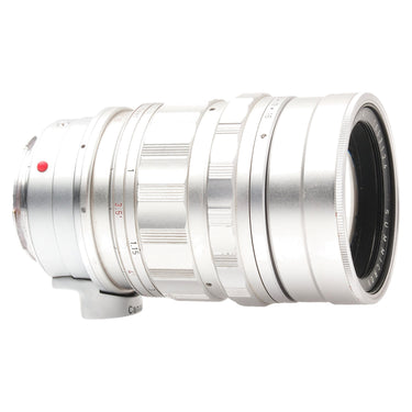 Leica 90mm f2 Summicron side view with red alignment dot and front rim
