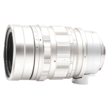 Leica 90mm f2 Summicron left profile showing focus and aperture rings