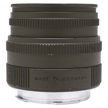 Leica Summicron-M 50mm f2 Safari side view with Made in Germany engraving and bare silver mount