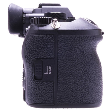 Sony A9 III right side showing grip and battery door