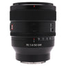 Sony FE 50mm f1.4 GM front three-quarter view showing focus ring, iris lock switch and FE 1.4/50 GM label