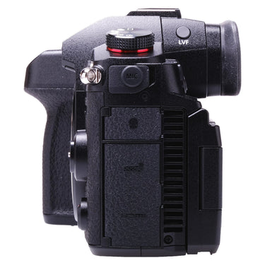 Panasonic Lumix GH6 left side with mic, headphone, HDMI and USB ports
