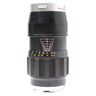Leica 135mm f4 Tele-Elmar lens standing upright with hood, aperture index and distance scale