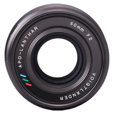 Voigtlander APO-Lanthar 50mm f2 front element and name ring straight on