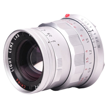 Light Lens Lab 50mm f2 R-C SP2 angled front view showing front element