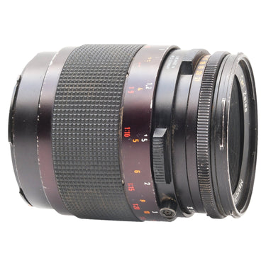 Hasselblad CF 120mm angled side view of focus barrel marked Lens Made in West Germany