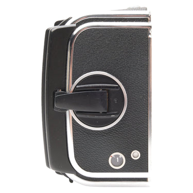 Hasselblad A24 film back side with winding crank and frame counter set to 1