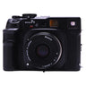 Mamiya 7II black medium format rangefinder front view with N 80mm f4 L lens