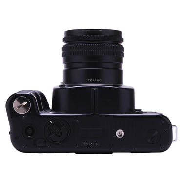 Mamiya 7II bottom plate showing serial number TC1316 and lens serial TF1180