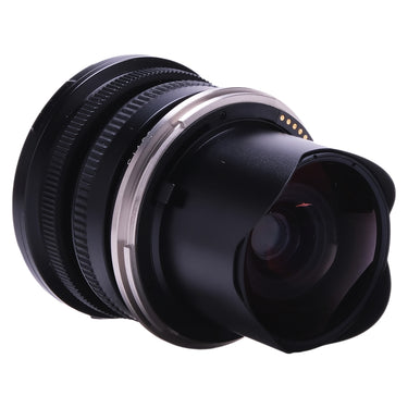 Mamiya 7 43mm f4.5 L rear three-quarter view showing mount and contacts