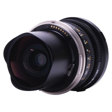 Mamiya 7 43mm f4.5 L angled view of front element and mount contacts