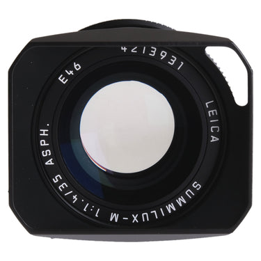 Leica Summilux-M 35mm front view showing serial 4213931, E46 marking and front element