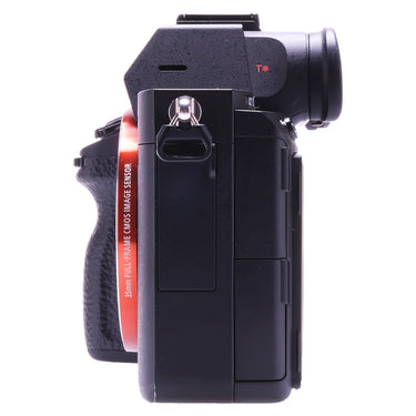 Sony A7 III left side with ports and 35mm full-frame sensor marking