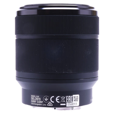 Sony FE 28-70mm OSS lens side view with SEL2870 model and serial label