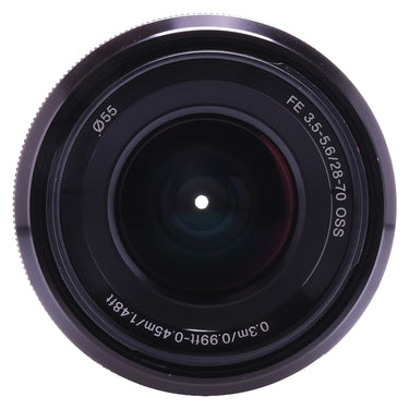 Sony FE 28-70mm OSS lens front element straight-on with 55mm filter ring