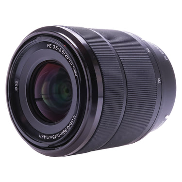 Sony FE 28-70mm OSS lens angled view of front element and zoom ring