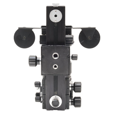 Contax Auto Bellows top view with rails, focusing knobs, and mount plate