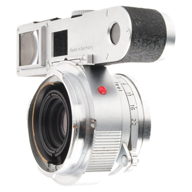 Leica 3.5cm f3.5 Summaron rear angle showing bare bayonet mount and goggle eyepieces