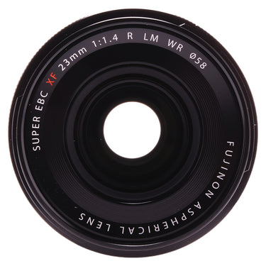 Fujifilm XF 23mm f1.4 lens front element straight-on view