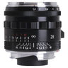 Voigtlander 28mm f1.5 Nokton Black Paint front barrel with aperture and focus depth-of-field scales