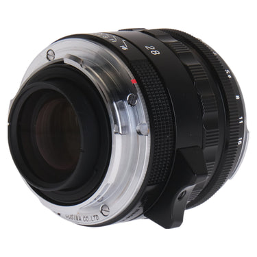 Voigtlander 28mm Nokton rear three-quarter view showing mount and rear element