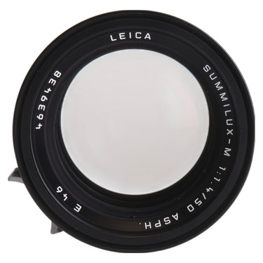 Leica 50mm f1.4 Summilux-M ASPH front-on view of front element and filter ring