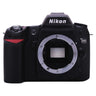 Nikon D80 front view with bayonet lens mount open and mirror visible