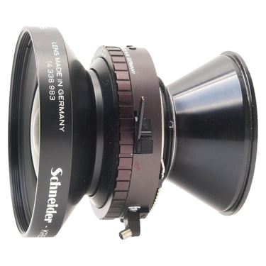 Schneider Super Angulon 65mm f5.6 side view with serial number and Schneider engraving