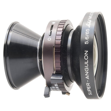 Schneider Super Angulon 65mm f5.6 side view with Linhof and 5.6/65 focal length markings