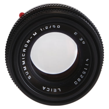 Leica Summicron-M 50mm f2 straight-on front element and name engraving