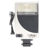 Metz Mecablitz 34 CS-2 flash front view with flash tube, slave switch, and attached sync cable