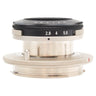 Voigtlander Heliar 40mm f2.8 lens side view showing aperture scale 2.8 4 5.6 8