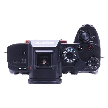 Sony A7S III top plate with mode dial, shutter and record button