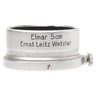 Leica FISON silver lens hood, side view with Elmar 5cm Ernst Leitz Wetzlar engraving and locking screw