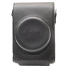 Leica D-Lux 8 black leather camera case front view with embossed Leica logo