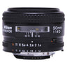 Nikon 50mm f1.4 AF Nikkor D front view showing distance scale and aperture ring