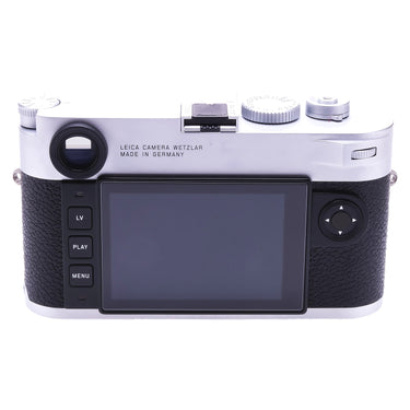 Leica M10 rear view with LCD screen and LV, Play and Menu buttons