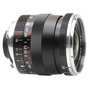 Zeiss Biogon 21mm f2.8 ZM side view with Carl Zeiss engraving and distance scale
