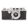 Leica IIIc chrome front view with collapsible 5cm f3.5 Elmar lens
