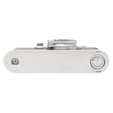 Leica IIIc top edge with collapsed Elmar lens and base lock