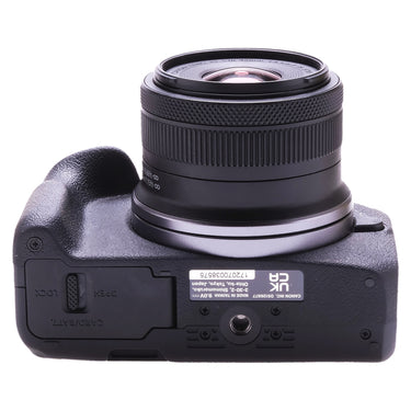 Canon EOS R50 bottom plate with serial label and battery door